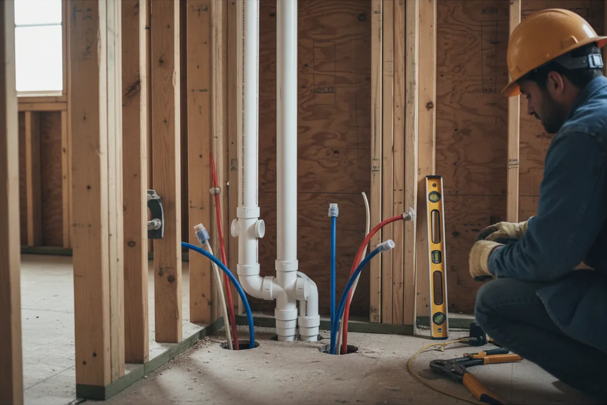Drain and supply rough-in during Leak Detection in High View